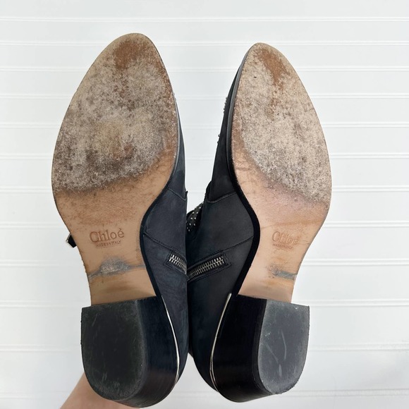 Chloe Black Ankle Boots with Silver Accents - Picture 6 of 9